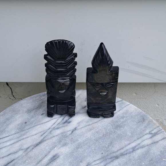 Vintage Mayan Statue Pair - Picture 1 of 11